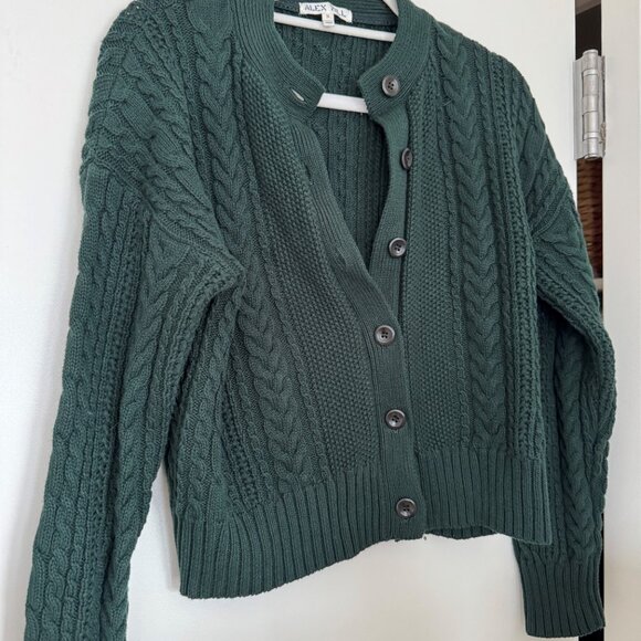 Alex Mill Nico cable-knit cardigan in green - Picture 3 of 3